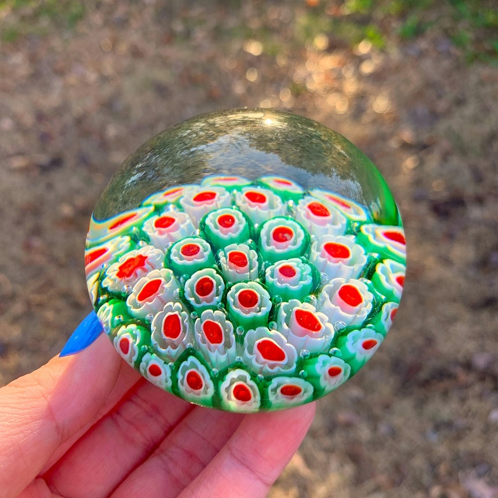 Flower Glass Orb Paperweight